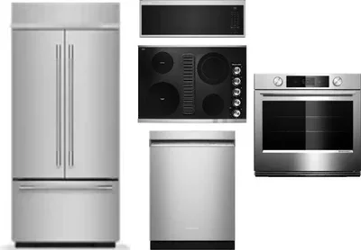 5 Piece Package Includes Refrigerator, Cooktop, Wall Oven, Microwave And Dishwasher