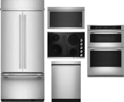 5 Piece Package Includes Refrigerator, Cooktop, Wall Oven, Microwave And Dishwasher