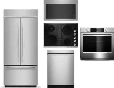 5 Piece Package Includes Refrigerator, Cooktop, Wall Oven, Microwave And Dishwasher