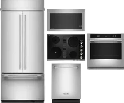 5 Piece Package Includes Refrigerator, Cooktop, Wall Oven, Microwave And Dishwasher