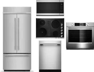 5 Piece Package Includes Refrigerator, Cooktop, Wall Oven, Microwave And Dishwasher