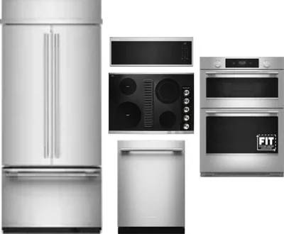 5 Piece Package Includes Refrigerator, Cooktop, Wall Oven, Microwave And Dishwasher