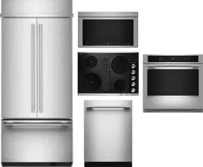 5 Piece Package Includes Refrigerator, Cooktop, Wall Oven, Microwave And Dishwasher
