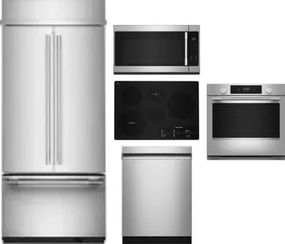 5 Piece Package Includes Refrigerator, Cooktop, Wall Oven, Microwave And Dishwasher