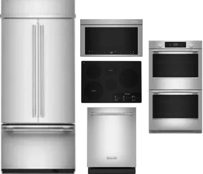 5 Piece Package Includes Refrigerator, Cooktop, Wall Oven, Microwave And Dishwasher