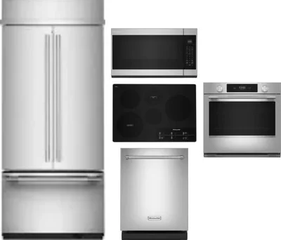 5 Piece Package Includes Refrigerator, Cooktop, Wall Oven, Microwave And Dishwasher