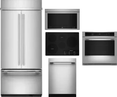 5 Piece Package Includes Refrigerator, Cooktop, Wall Oven, Microwave And Dishwasher
