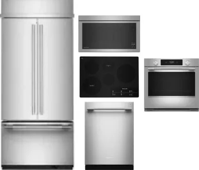 5 Piece Package Includes Refrigerator, Cooktop, Wall Oven, Microwave And Dishwasher