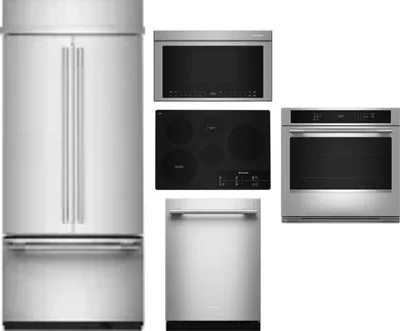 5 Piece Package Includes Refrigerator, Cooktop, Wall Oven, Microwave And Dishwasher