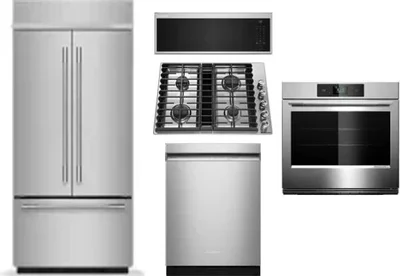 5 Piece Package Includes Refrigerator, Cooktop, Wall Oven, Microwave And Dishwasher