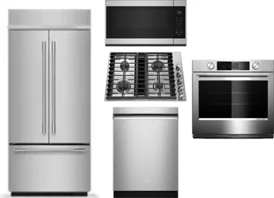 5 Piece Package Includes Refrigerator, Cooktop, Wall Oven, Microwave And Dishwasher