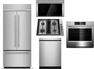 5 Piece Package Includes Refrigerator, Cooktop, Wall Oven, Microwave And Dishwasher