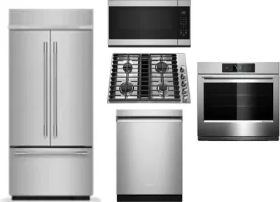 5 Piece Package Includes Refrigerator, Cooktop, Wall Oven, Microwave And Dishwasher