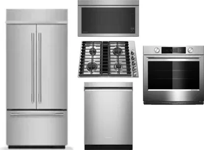5 Piece Package Includes Refrigerator, Cooktop, Wall Oven, Microwave And Dishwasher