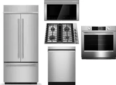 5 Piece Package Includes Refrigerator, Cooktop, Wall Oven, Microwave And Dishwasher