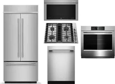5 Piece Package Includes Refrigerator, Cooktop, Wall Oven, Microwave And Dishwasher