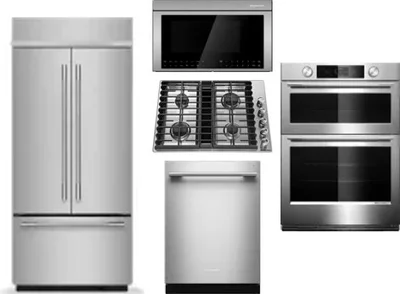 5 Piece Package Includes Refrigerator, Cooktop, Wall Oven, Microwave And Dishwasher