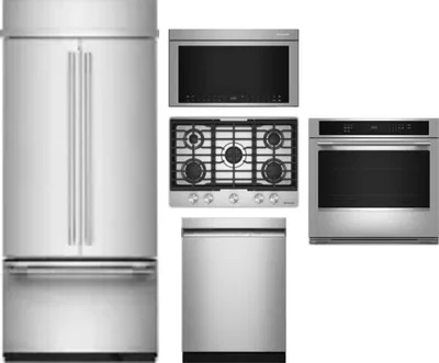 5 Piece Package Includes Refrigerator, Cooktop, Wall Oven, Microwave And Dishwasher