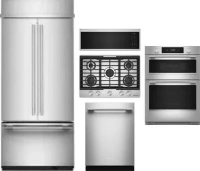 5 Piece Package Includes Refrigerator, Cooktop, Wall Oven, Microwave And Dishwasher