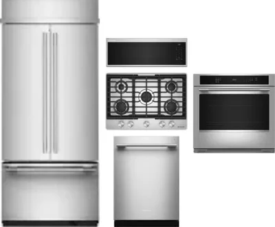 5 Piece Package Includes Refrigerator, Cooktop, Wall Oven, Microwave And Dishwasher