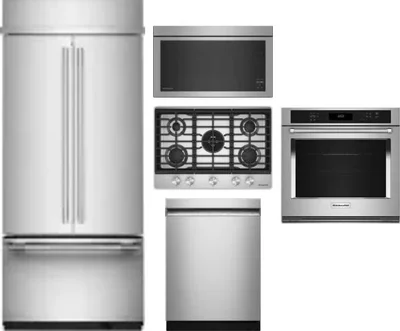 5 Piece Package Includes Refrigerator, Cooktop, Wall Oven, Microwave And Dishwasher