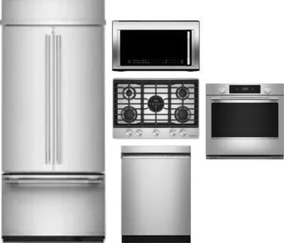 5 Piece Package Includes Refrigerator, Cooktop, Wall Oven, Microwave And Dishwasher