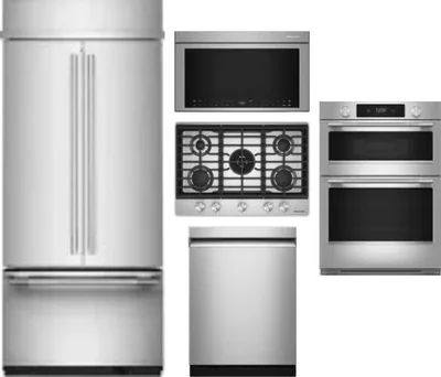 5 Piece Package Includes Refrigerator, Cooktop, Wall Oven, Microwave And Dishwasher