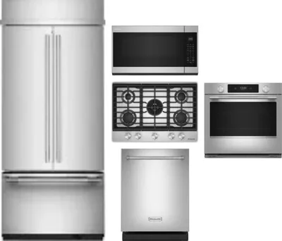 5 Piece Package Includes Refrigerator, Cooktop, Wall Oven, Microwave And Dishwasher