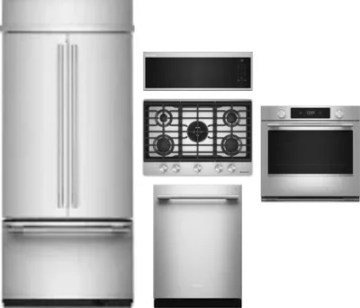 5 Piece Package Includes Refrigerator, Cooktop, Wall Oven, Microwave And Dishwasher