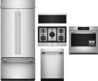 5 Piece Package Includes Refrigerator, Cooktop, Wall Oven, Microwave And Dishwasher