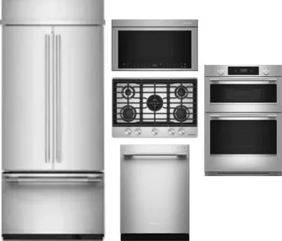 5 Piece Package Includes Refrigerator, Cooktop, Wall Oven, Microwave And Dishwasher