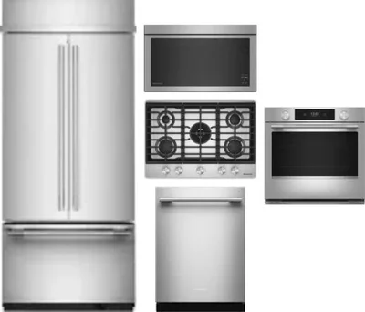 5 Piece Package Includes Refrigerator, Cooktop, Wall Oven, Microwave And Dishwasher