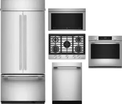 5 Piece Package Includes Refrigerator, Cooktop, Wall Oven, Microwave And Dishwasher