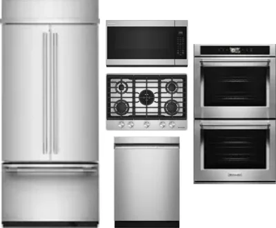 5 Piece Package Includes Refrigerator, Cooktop, Wall Oven, Microwave And Dishwasher