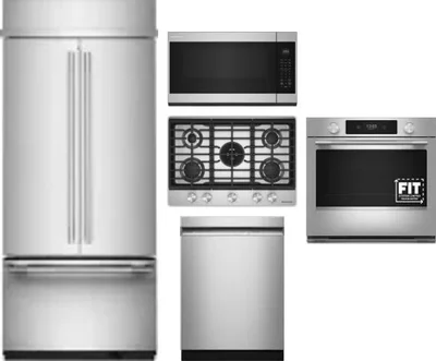 5 Piece Package Includes Refrigerator, Cooktop, Wall Oven, Microwave And Dishwasher