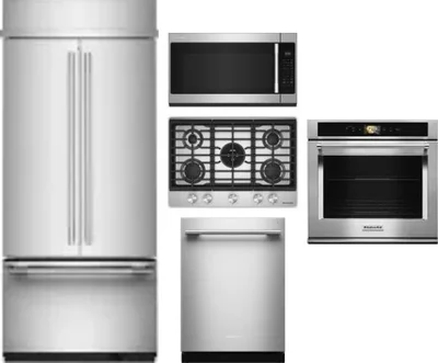 5 Piece Package Includes Refrigerator, Cooktop, Wall Oven, Microwave And Dishwasher