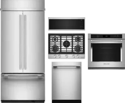 5 Piece Package Includes Refrigerator, Cooktop, Wall Oven, Microwave And Dishwasher