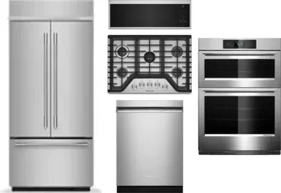 5 Piece Package Includes Refrigerator, Cooktop, Wall Oven, Microwave And Dishwasher