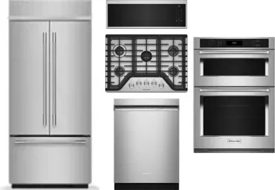 5 Piece Package Includes Refrigerator, Cooktop, Wall Oven, Microwave And Dishwasher