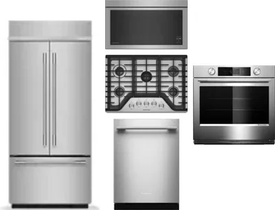 5 Piece Package Includes Refrigerator, Cooktop, Wall Oven, Microwave And Dishwasher
