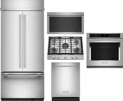 5 Piece Package Includes Refrigerator, Cooktop, Wall Oven, Microwave And Dishwasher