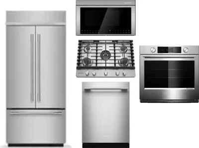 5 Piece Package Includes Refrigerator, Cooktop, Wall Oven, Microwave And Dishwasher