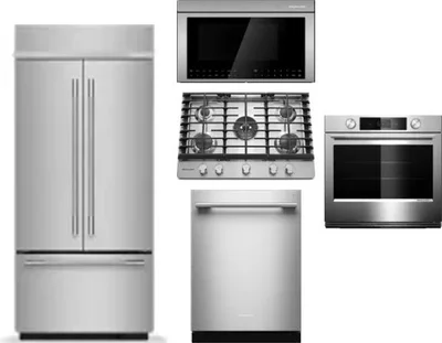 5 Piece Package Includes Refrigerator, Cooktop, Wall Oven, Microwave And Dishwasher