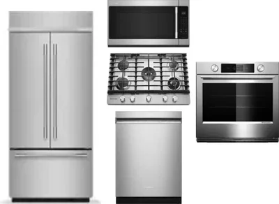5 Piece Package Includes Refrigerator, Cooktop, Wall Oven, Microwave And Dishwasher