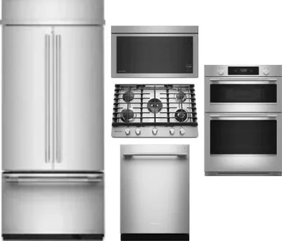 5 Piece Package Includes Refrigerator, Cooktop, Wall Oven, Microwave And Dishwasher