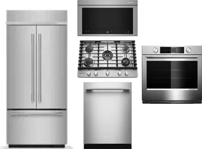 5 Piece Package Includes Refrigerator, Cooktop, Wall Oven, Microwave And Dishwasher