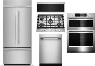 5 Piece Package Includes Refrigerator, Cooktop, Wall Oven, Microwave And Dishwasher