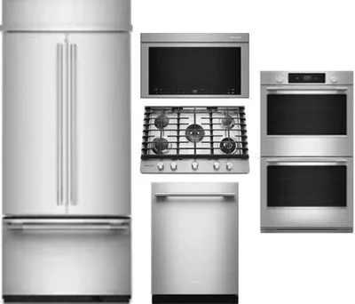 5 Piece Package Includes Refrigerator, Cooktop, Wall Oven, Microwave And Dishwasher