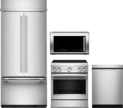 4 Piece Package Includes Refrigerator, Range, Microwave And Dishwasher