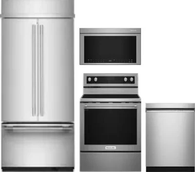 4 Piece Package Includes Refrigerator, Range, Microwave And Dishwasher